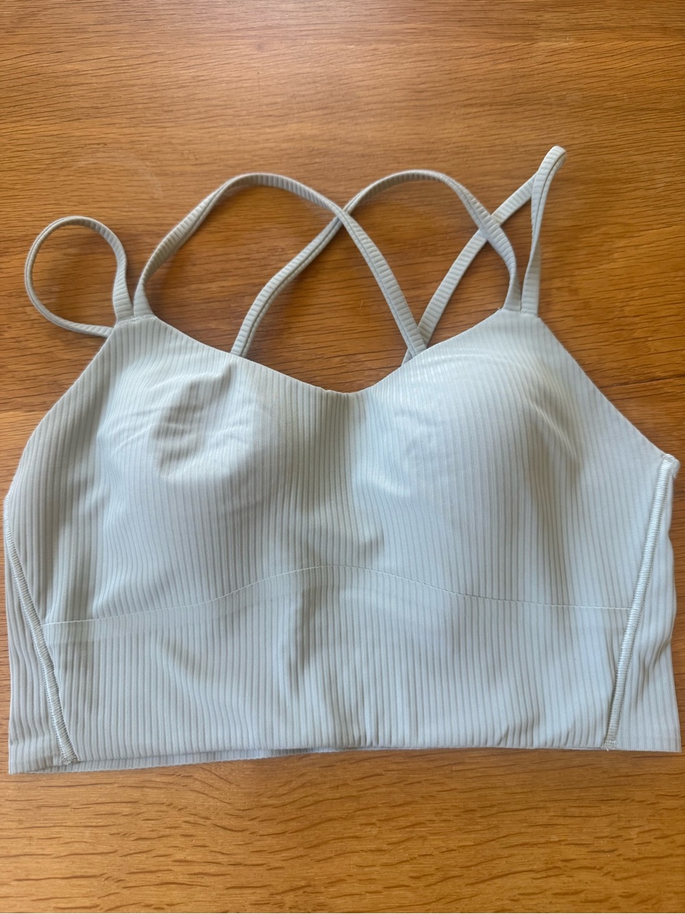 Lululemon Like a Cloud Long Line Ribbed Bra in a light green B/C cup